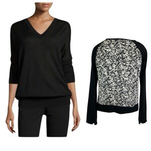 Derek Lam Cashmere Silk Sweater Top Medium Black/White